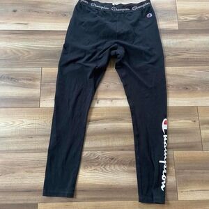 Champion black athletic thermal leggings with white logo #leggings